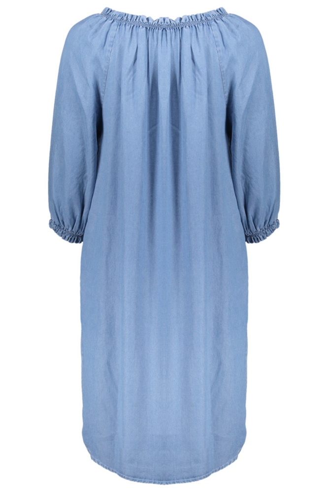 Geisha blauwe dames jurk | Achteraanzicht