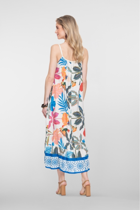 Geisha beige dames jurk | Model achteraanzicht