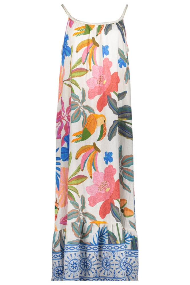 Geisha beige dames jurk | Achteraanzicht