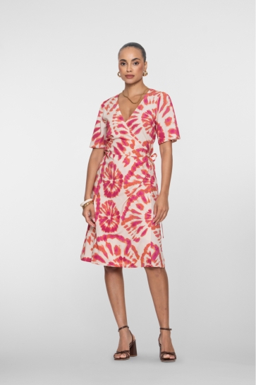 Geisha Jurk MIDI OVERSLAG JURK 67409 20 ORANGE/PINK/SAND