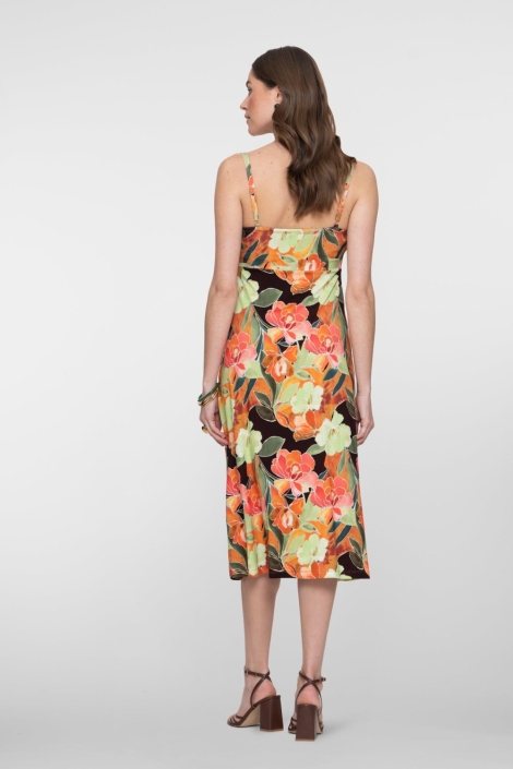 Geisha oranje dames jurk | Model achteraanzicht