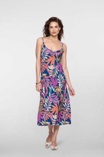 Geisha Jurk JURK MET TROPISCHE PRINT 67151 60 NOELLE 000625 blue/fuchsia
