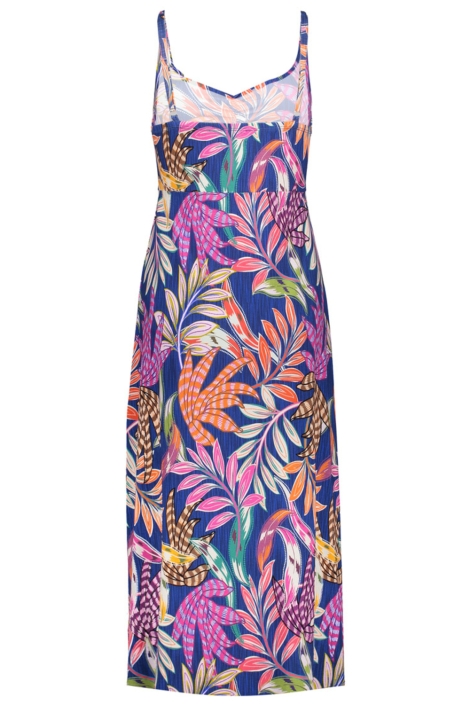 Geisha blauwe dames jurk | Achteraanzicht