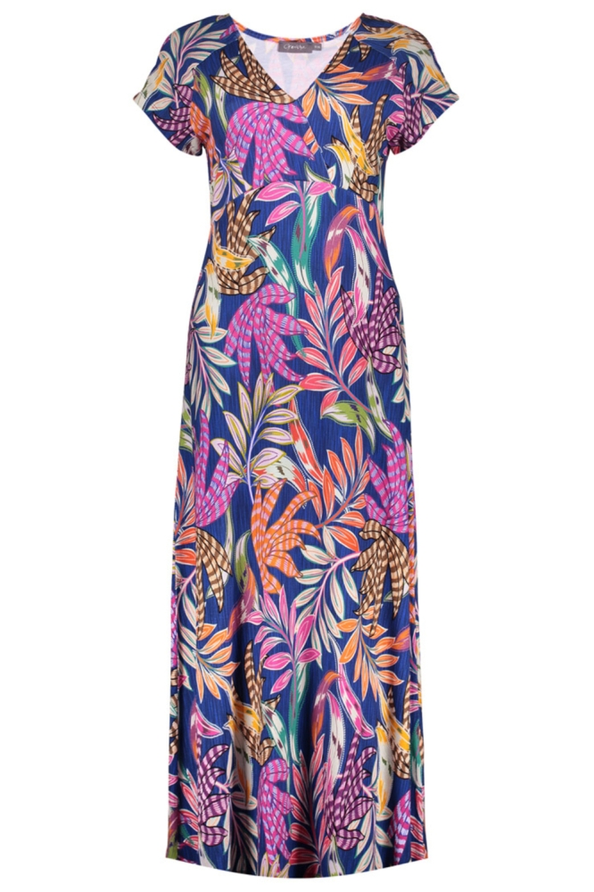 Geisha blauwe dames jurk | Vooraanzicht