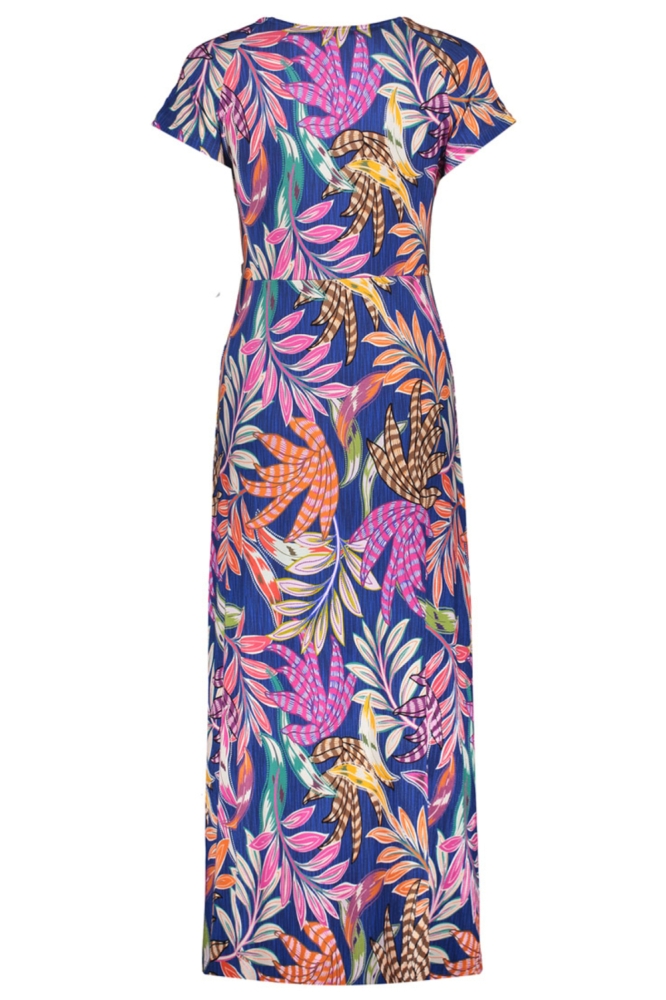 Geisha blauwe dames jurk | Achteraanzicht