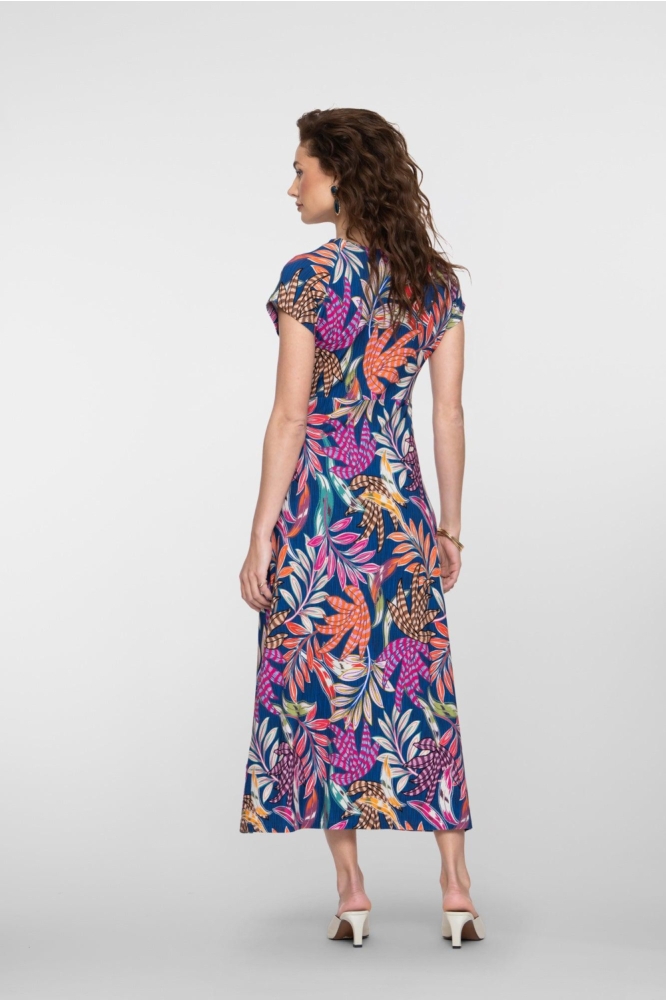 Geisha blauwe dames jurk | Model achteraanzicht