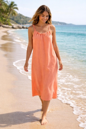 Vero Moda Jurk VMJOSIA S/L ANKLE DRESS WVN BTQ 10345842 Langoustino