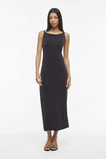 Vila Jurk VIMODALA BOATNECK S/L MIDI DRESS/VO 14113634 Black Beauty