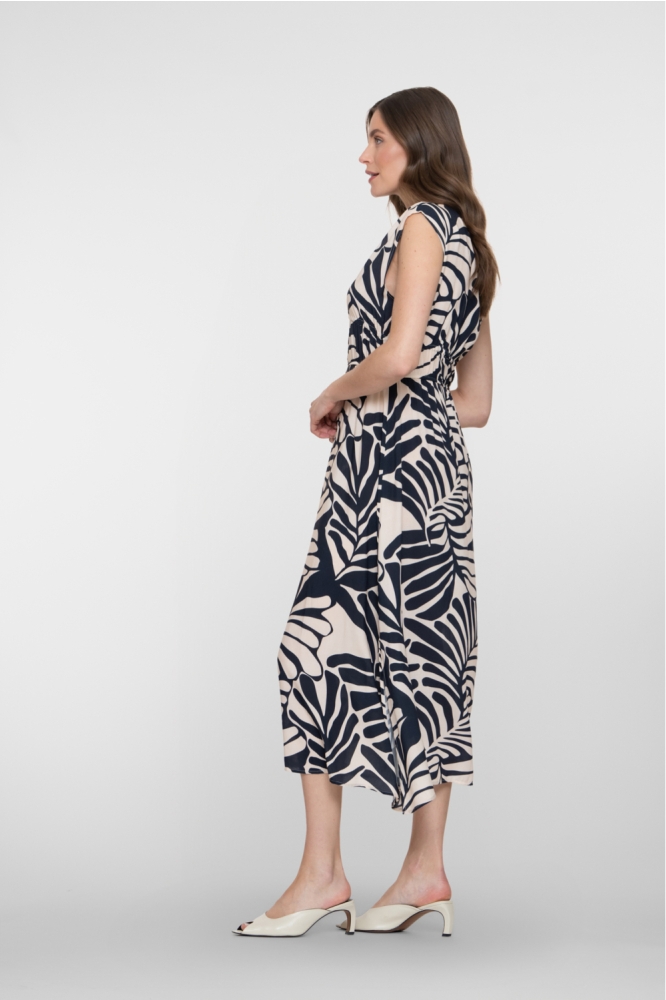 Geisha blauwe dames jurk | Model achteraanzicht