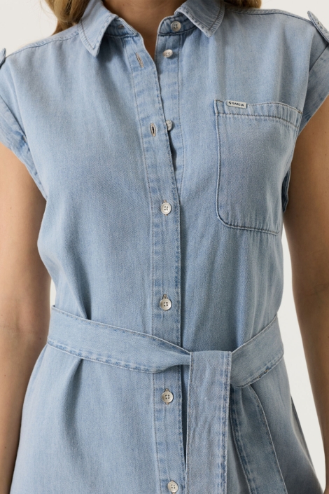 Garcia blauwe dames jurk | Close up