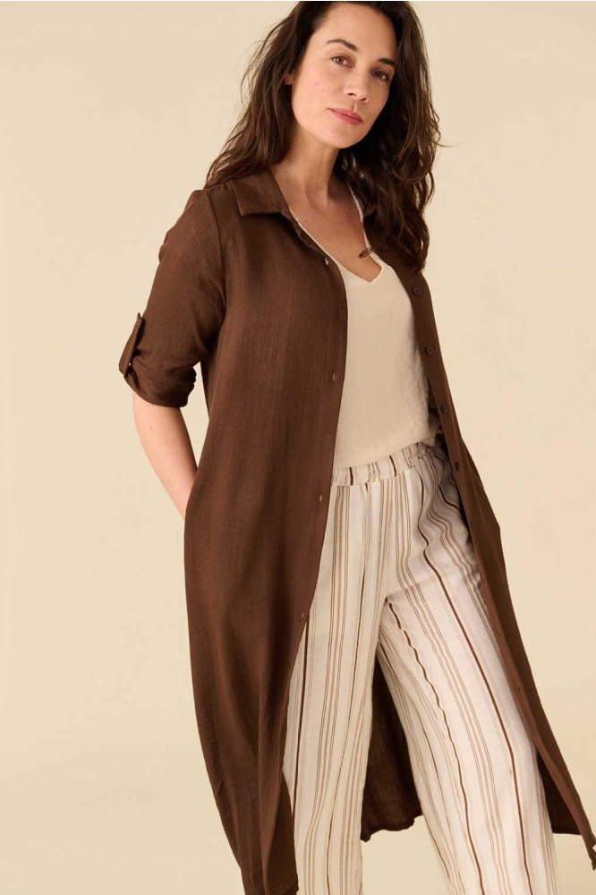 FOS Amsterdam bruine dames jurk | Close up