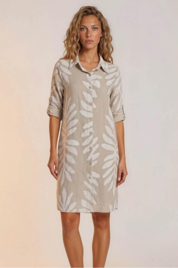 FOS Amsterdam Jurk LINA SWIRL STAMP 7772 220 BEIGE