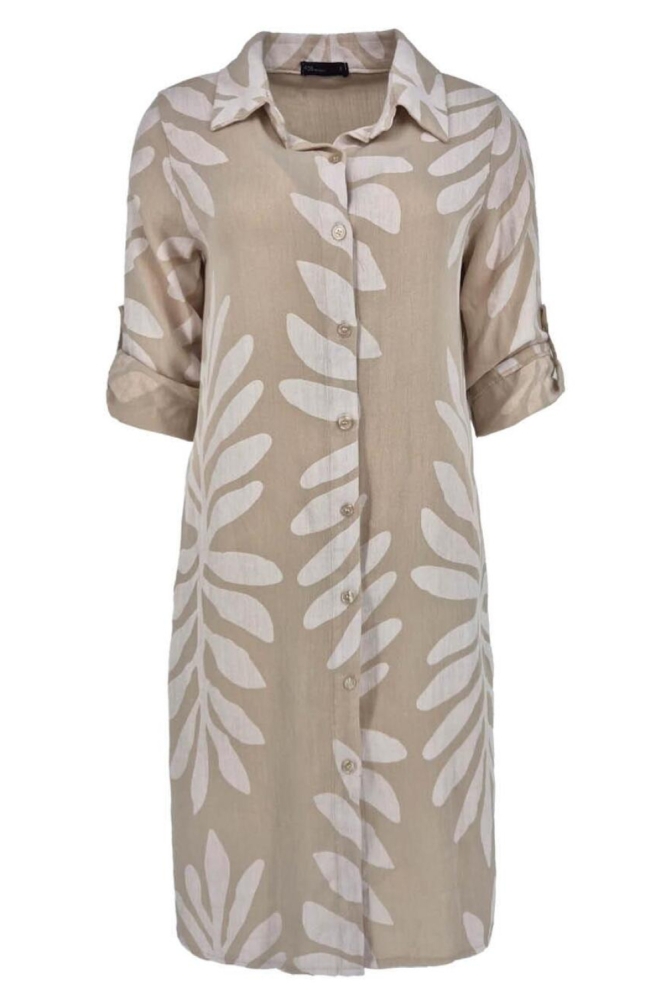 FOS Amsterdam beige dames jurk | Vooraanzicht