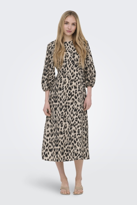 Only beige dames jurk | Model vooraanzicht