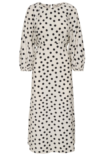 Only Jurk ONLMAIZEE 3/4 BELT MAXI DRESS WVN E 15378569 Cloud Dancer/BLACK DOT
