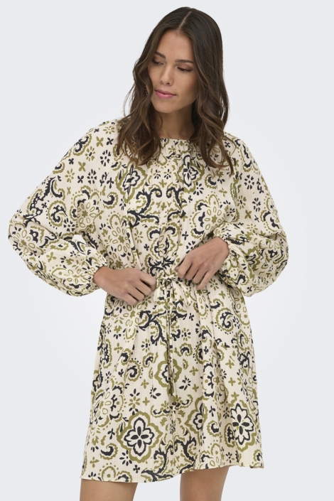 Only beige dames jurk | Model vooraanzicht