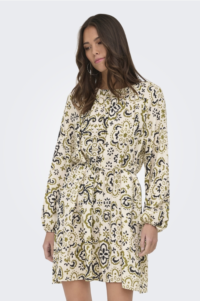 Only beige dames jurk | Model vooraanzicht