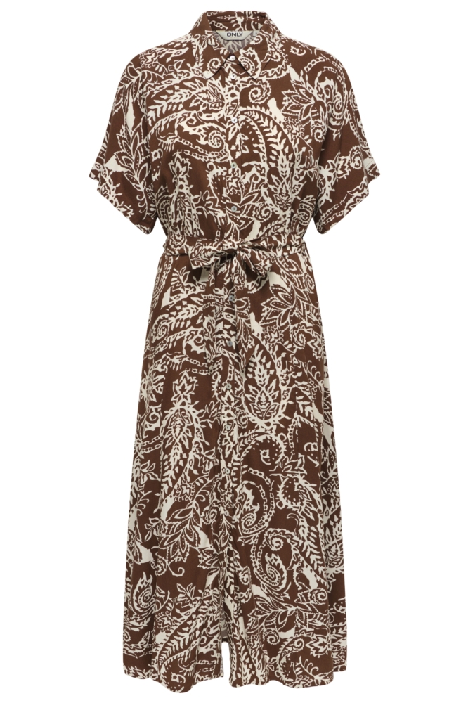 Only bruine dames jurk | Vooraanzicht