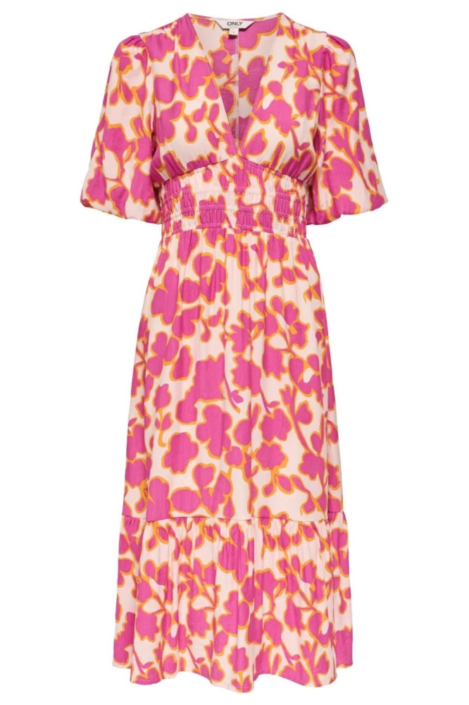 Only ecru dames jurk | Vooraanzicht