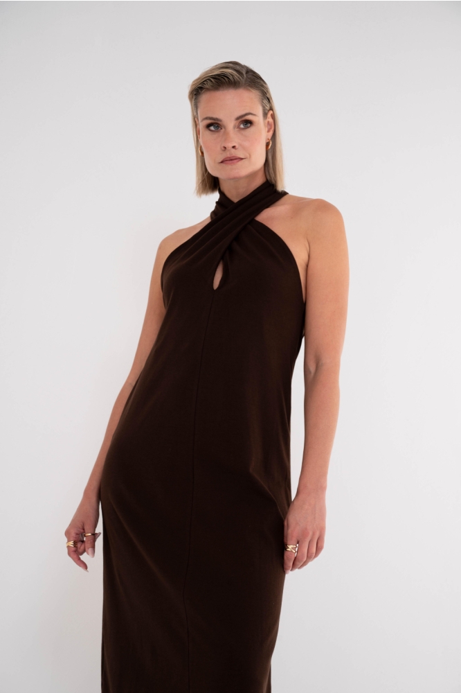 Maicazz bruine dames jurk | Close up