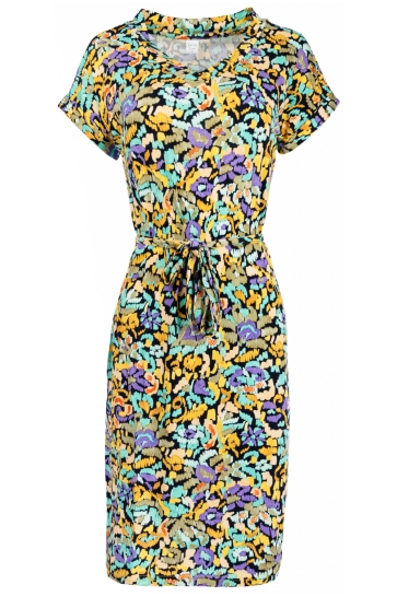 NED Jurk MARY SS OKER SCRIBBLES TRICOT 26S5 X1968 02 Oker