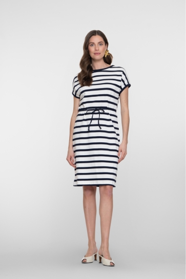 Geisha Jurk GESTREEPTE JURK MET KOORDDETAIL 67111 20 ECRU/NAVY