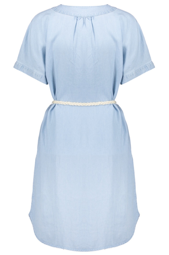 Geisha blauwe dames jurk | Achteraanzicht