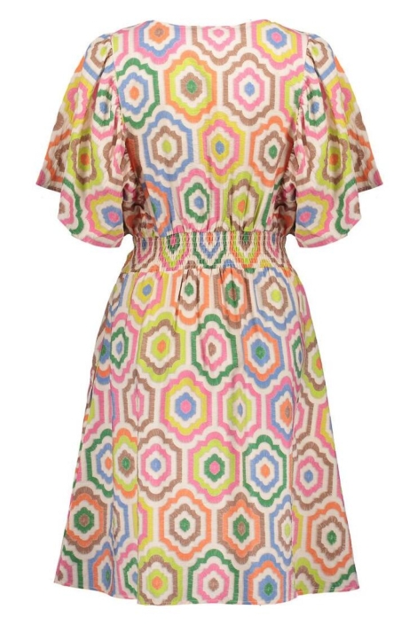 Geisha multi color dames jurk | Achteraanzicht