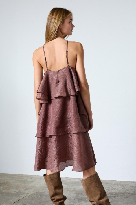 SisterS point bruine dames jurk | Model achteraanzicht