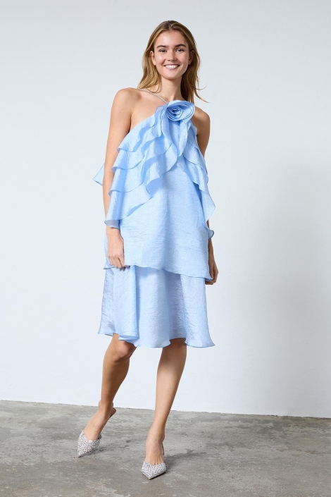 SisterS point blauwe dames jurk | Model vooraanzicht