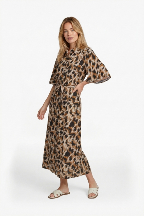 C&S The Label camel dames jurk | Model vooraanzicht