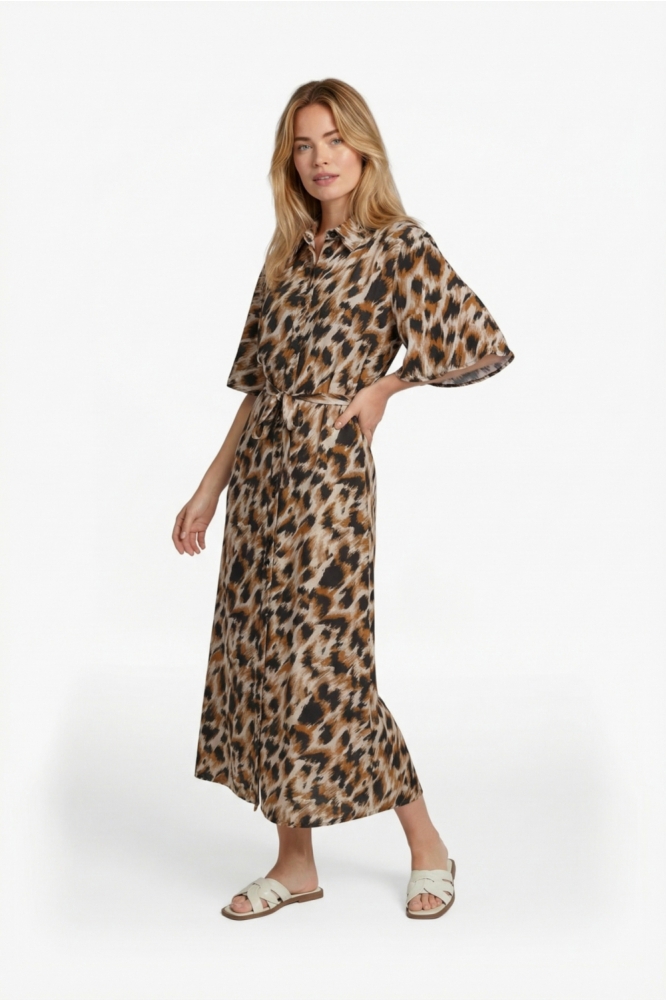 C&S The Label camel dames jurk | Model vooraanzicht