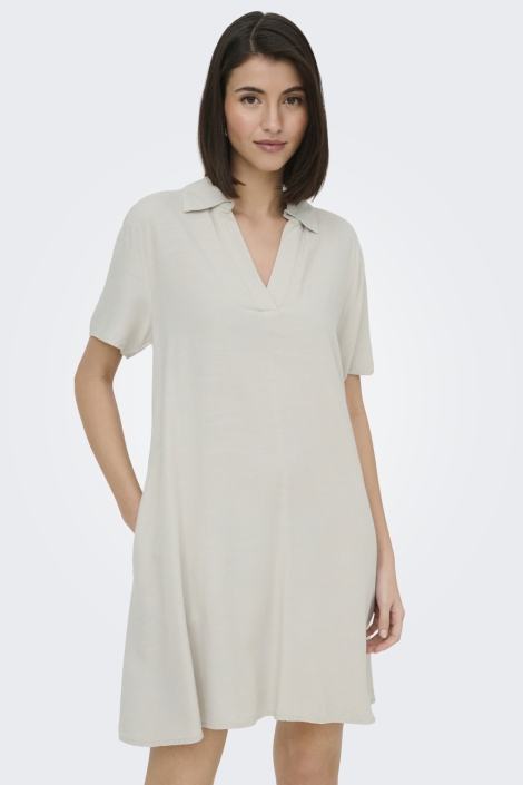 Jacqueline de Yong beige dames jurk | Model vooraanzicht