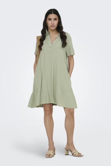 Jacqueline de Yong Jurk JDYCAYA LINEN S/S DRESS WVN NOOS 15366383 LAUREL OAK