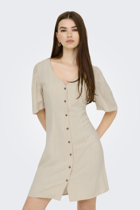 Jacqueline de Yong beige dames jurk | Model vooraanzicht