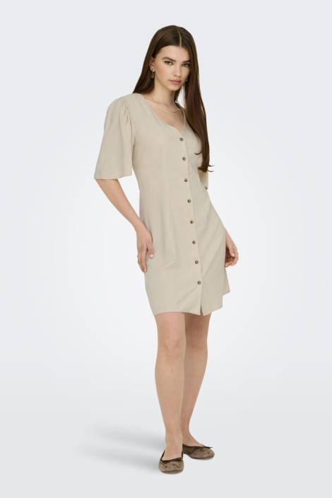 Jacqueline de Yong beige dames jurk | Model zijaanzicht