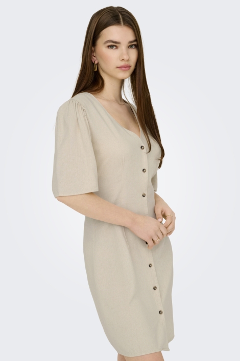 Jacqueline de Yong beige dames jurk | Model vooraanzicht