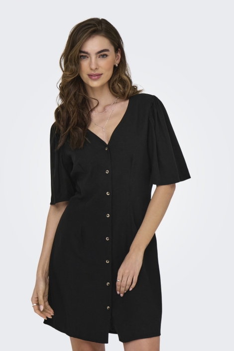Jacqueline de Yong zwarte dames jurk | Model vooraanzicht