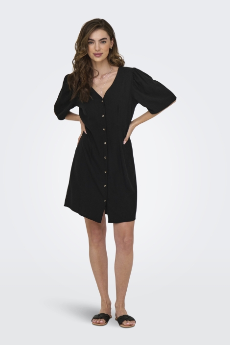 Jacqueline de Yong zwarte dames jurk | Model vooraanzicht