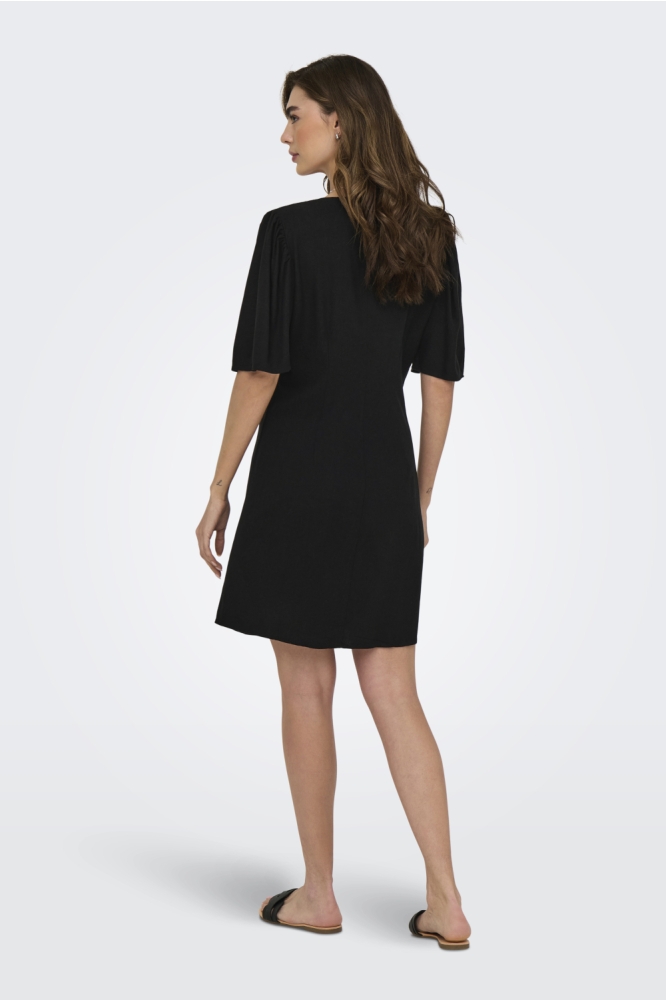 Jacqueline de Yong zwarte dames jurk | Model achteraanzicht