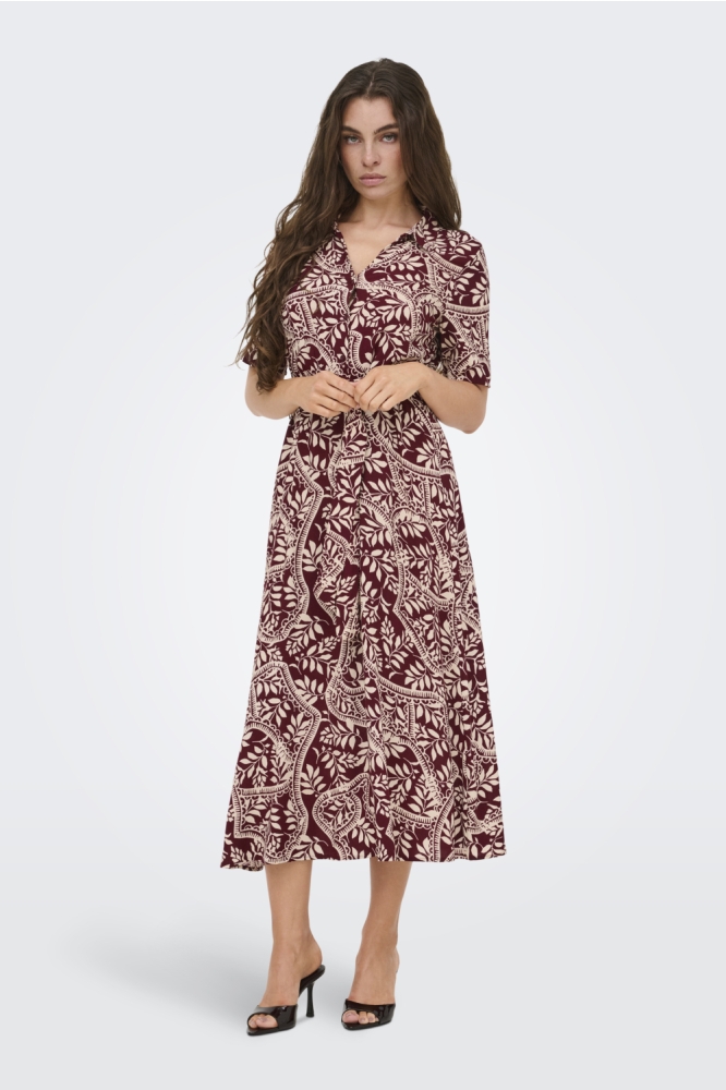 Jacqueline de Yong bordeaux dames jurk | Model vooraanzicht