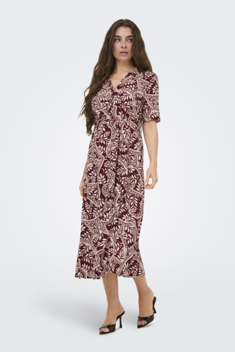 Jacqueline de Yong bordeaux dames jurk | Model vooraanzicht