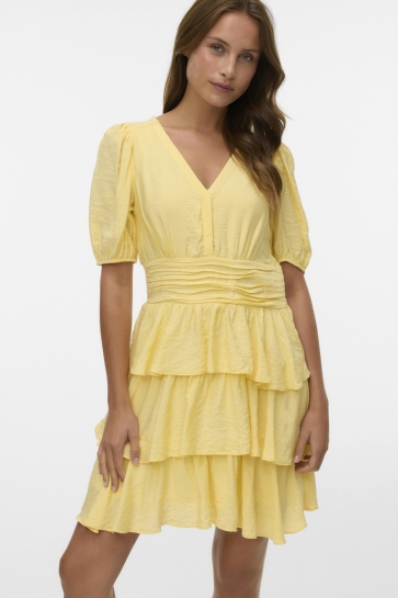 Vero Moda Jurk VMLISE 2/4 V-NECK SHORT DRESS WVN E 10341663 Golden Haze