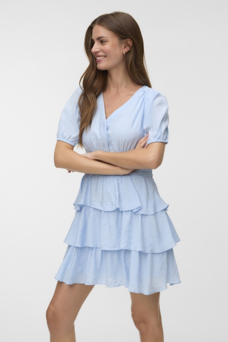 Vero Moda blauwe dames jurk | Model vooraanzicht