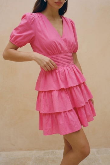 Vero Moda vmlise 2/4 v-neck short dress wvn e Roze