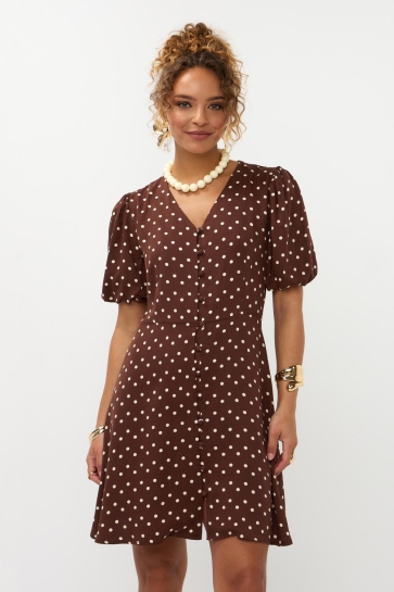 Ydence Jurk DRESS AMAYA HSS2664 BROWN