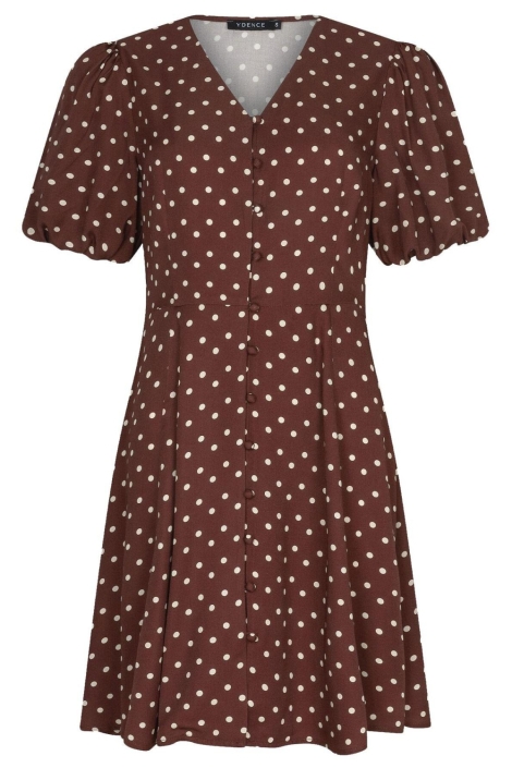 Ydence bruine dames jurk | Vooraanzicht