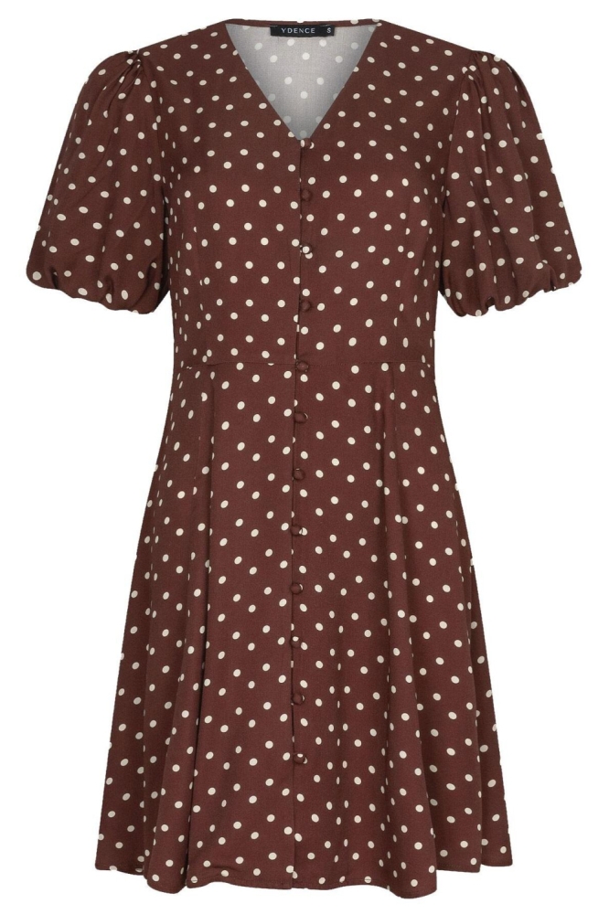 Ydence bruine dames jurk | Vooraanzicht
