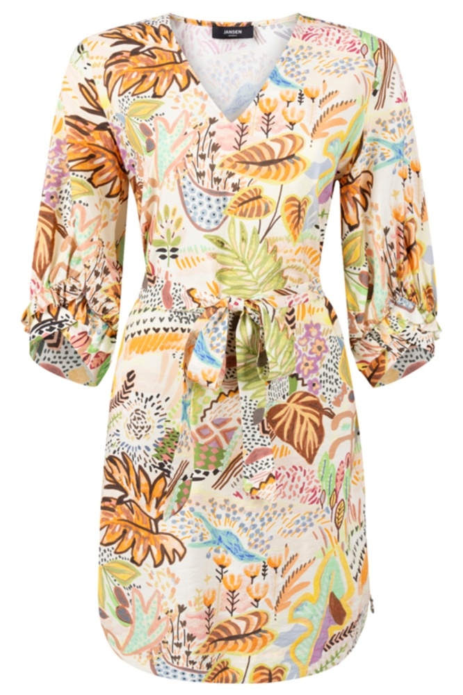 Juffrouw Jansen multi color dames jurk | Vooraanzicht
