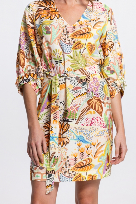 Juffrouw Jansen multi color dames jurk | Close up